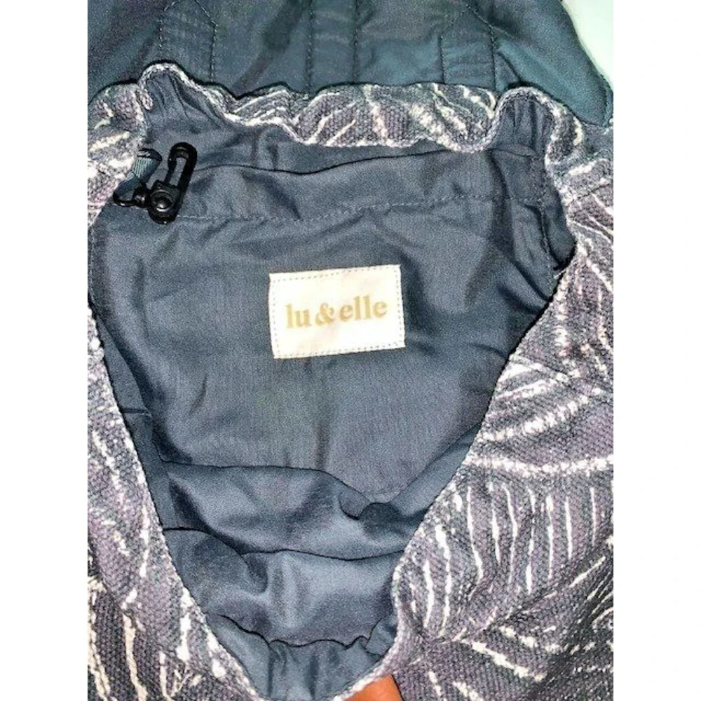 Lu‎ & Elle Backpack Paradise Palm Blue Canvas Flap Drawstring Travel Bag